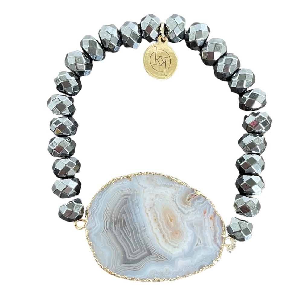 KK Stone Bracelet with Gray Beads